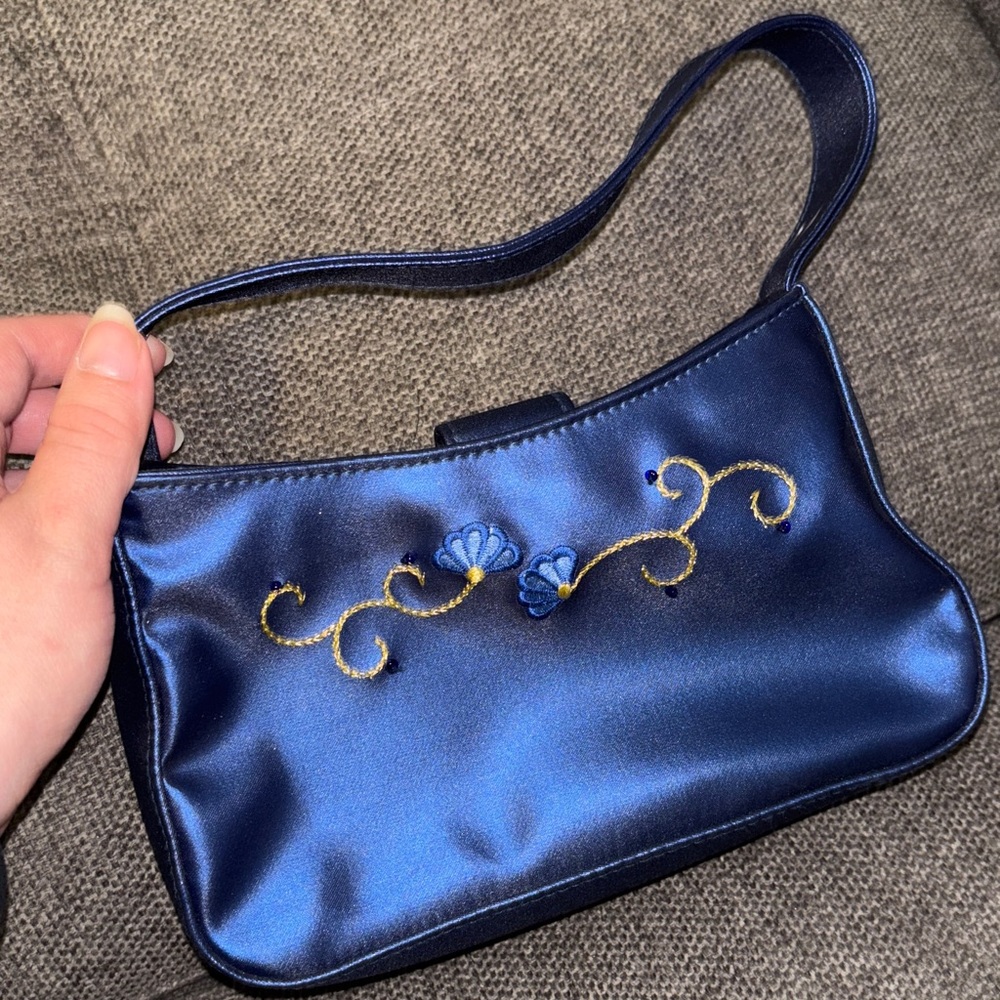 Elegant Blue Embroidered Women's Bag